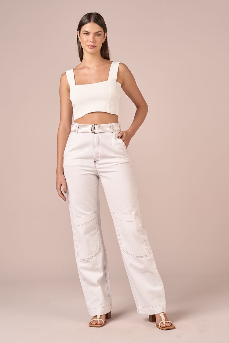 CROPPED ALCA LARGA RAYON TRICOT -
BRANCO M - BRANCO - 232850