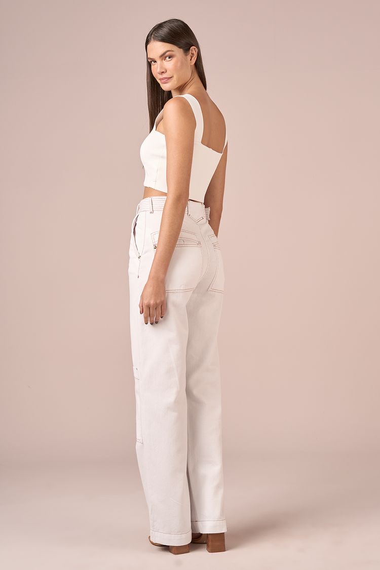 CROPPED ALCA LARGA RAYON TRICOT -
BRANCO M - BRANCO - 232858