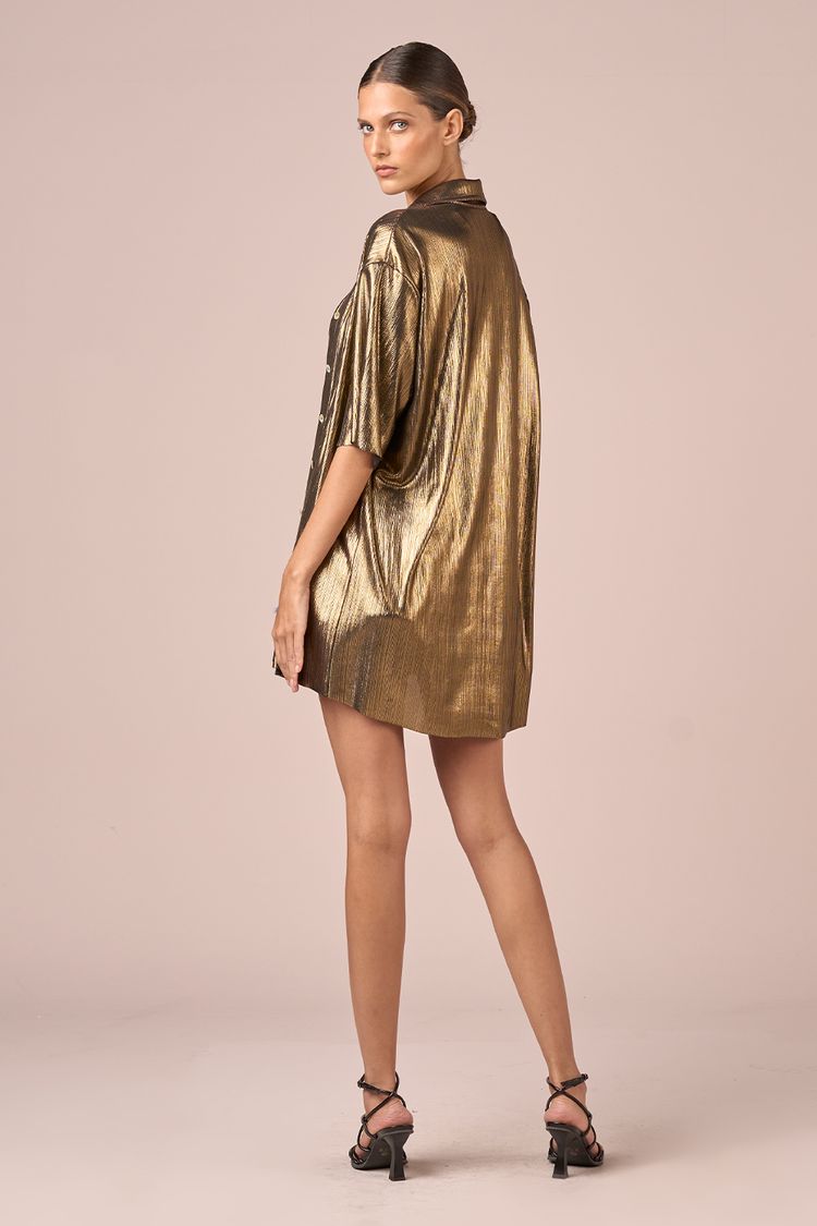 CAMISA OVERSIZED NIGHT - OURO PP - OURO - 233069