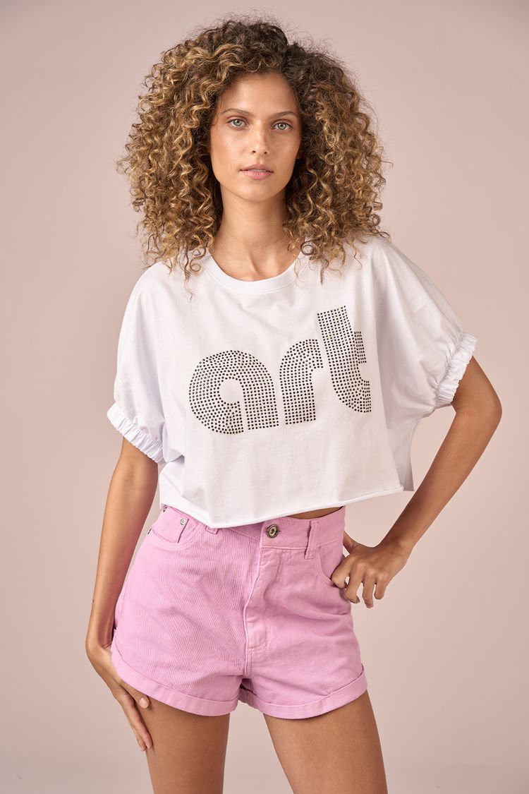 T-SHIRT SILK ART - BRANCO / PRETO PP - BRANCO / PRETO - 233136