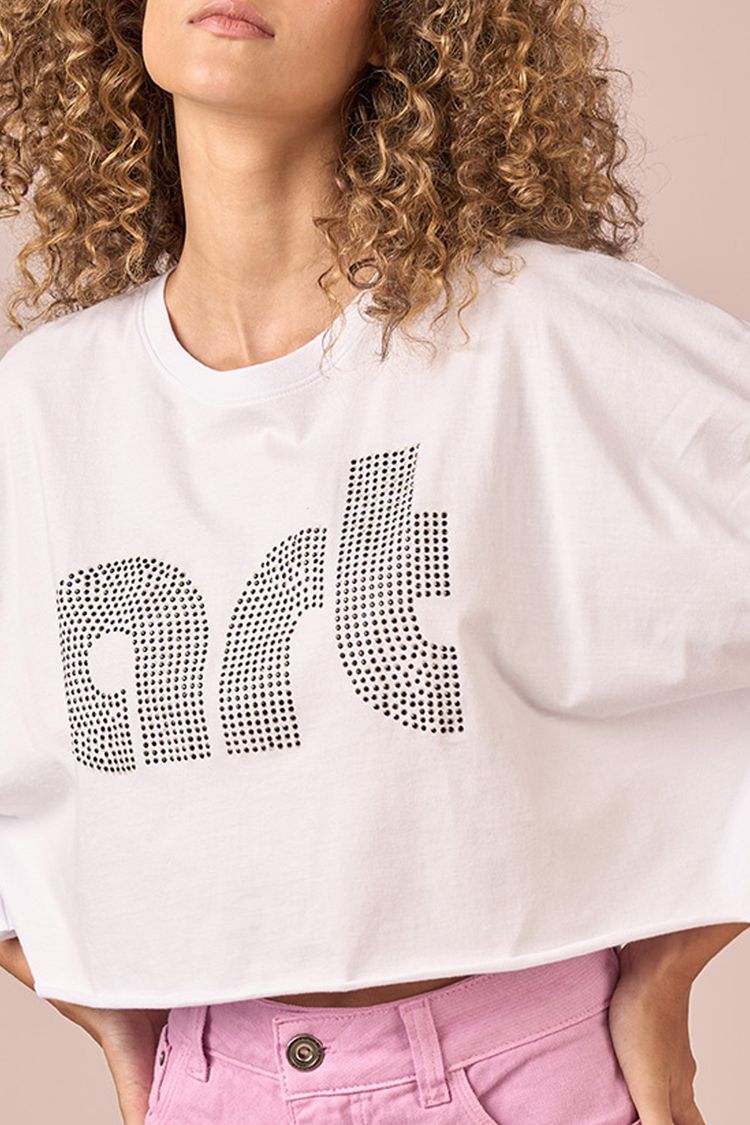 T-SHIRT SILK ART - BRANCO / PRETO PP - BRANCO / PRETO - 233138