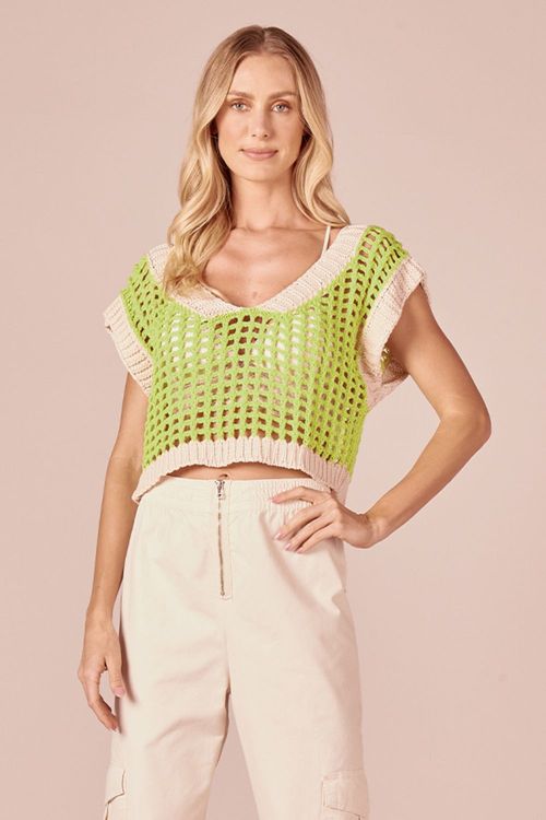 CROPPED BICOLOR TRICOT - ACIDO / OFF