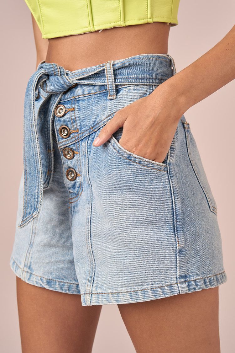 SHORT JEANS BOTOES E FAIXA - JEANS 36 - JEANS - 235613