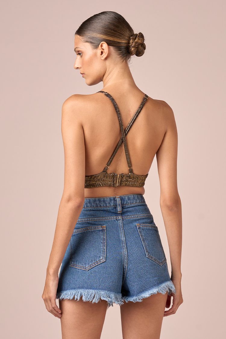 SHORT JEANS FRENTE BORDADA - JEANS 36 - JEANS - 235719