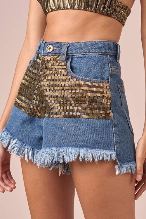 SHORT JEANS FRENTE BORDADA - JEANS