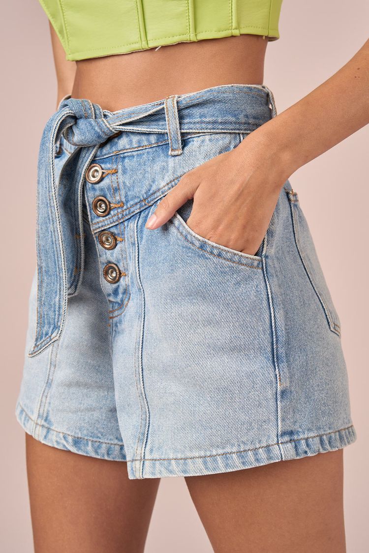 SHORT JEANS BOTOES E FAIXA - JEANS 36 - JEANS - 235823