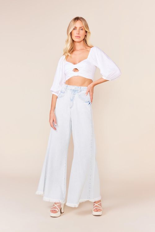 CALCA WIDE LEG JEANS -JEANS CLARO