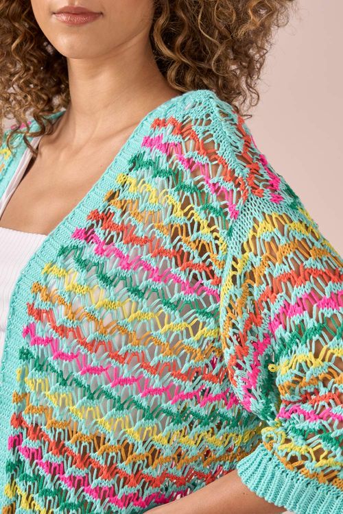 CARDIGAN PONTO REDE COLOR TRICOT -AGUA