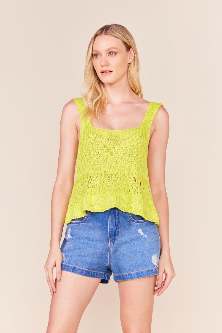 BLUSA PONTO LARGO TRICOT - LIMAO P - LIMAO - 237073