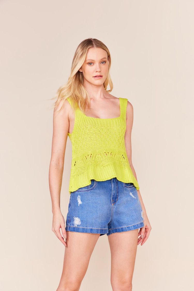 BLUSA PONTO LARGO TRICOT - LIMAO P - LIMAO - 237077