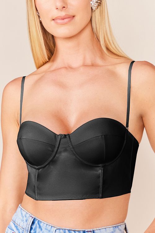 TOP CORSET COURO - PRETO