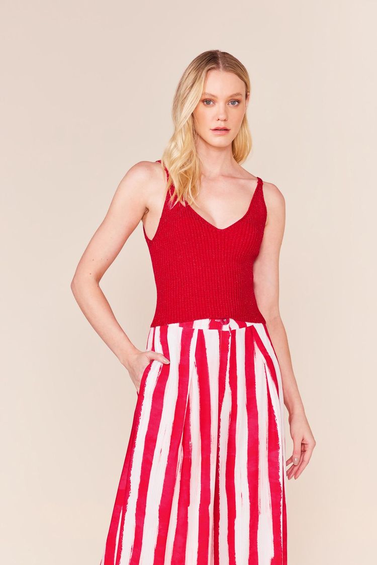 CROPPED ALCA FINA LUREX TRICOT -VERMELHO PP - VERMELHO - 238968