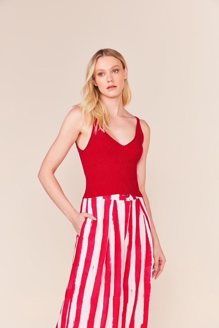 CROPPED ALCA FINA LUREX TRICOT -VERMELHO PP - VERMELHO - 238972