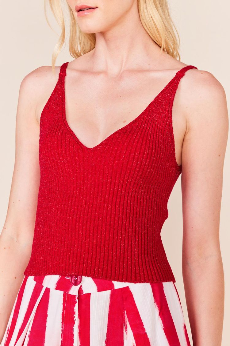 CROPPED ALCA FINA LUREX TRICOT -VERMELHO PP - VERMELHO - 238980