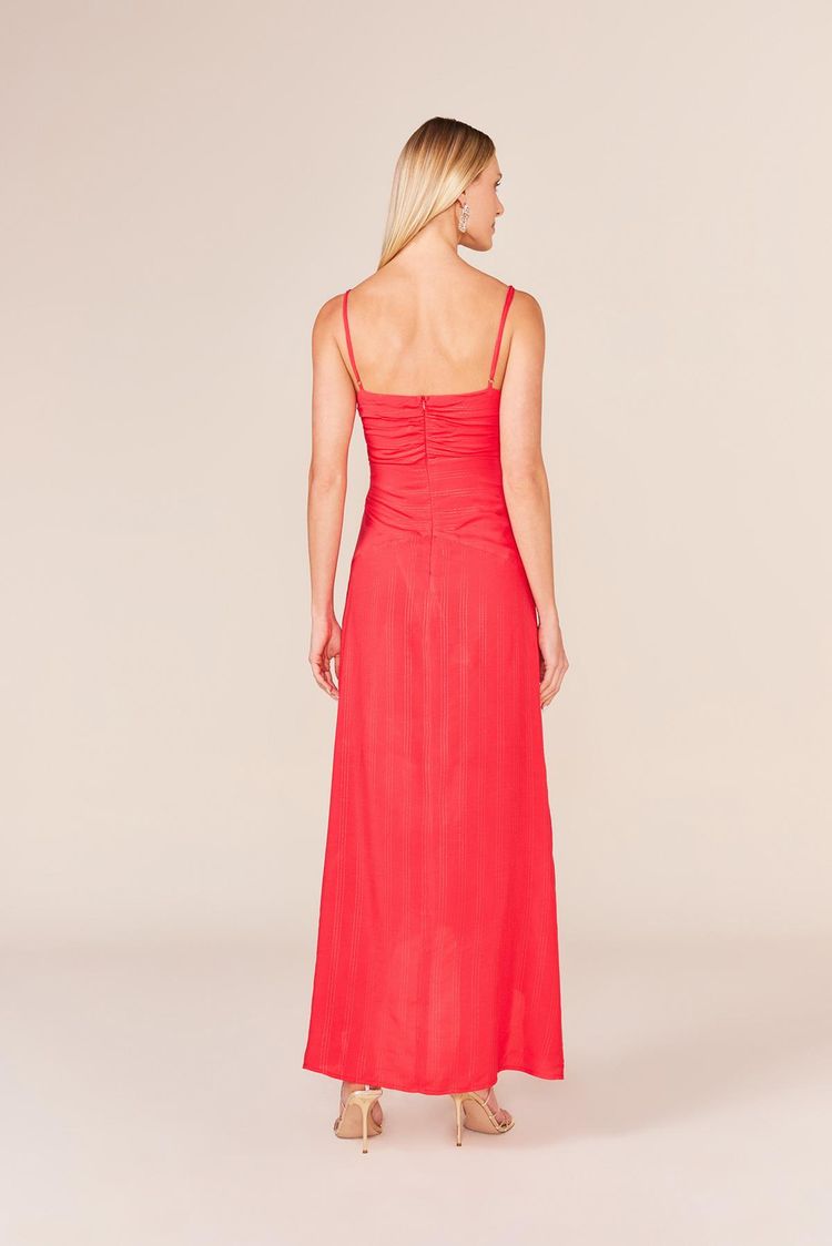VESTIDO LONGO LISTRAS LUREX-VERMELHO P - VERMELHO - 239121