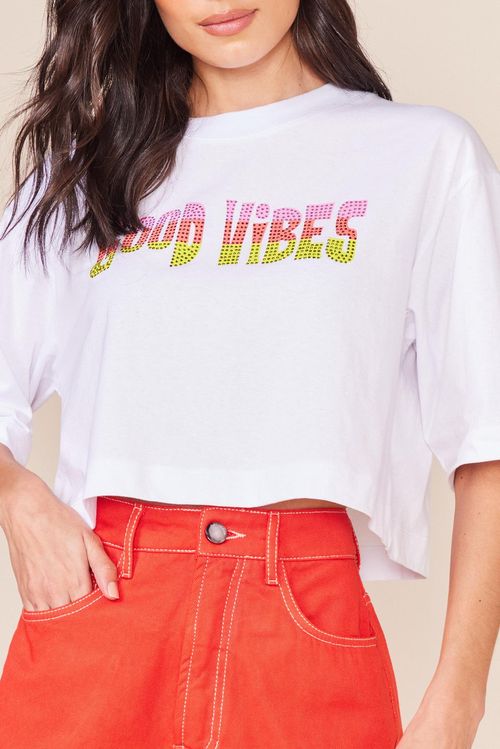 T-SHIRT SILK GOOD VIBES -BRANCO