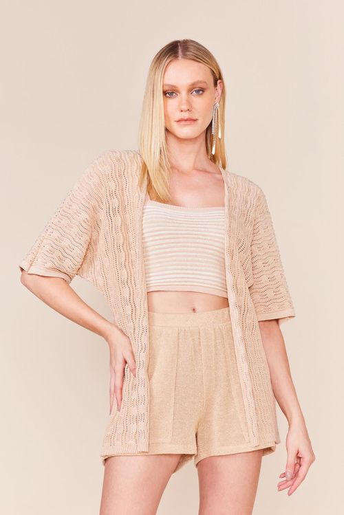 CARDIGAN LUREX TRICOT - DOURADO