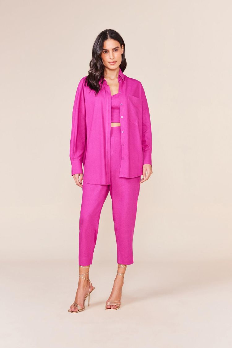 CAMISAO AMPLO LINHO -AMETISTA P - AMETISTA - 242179