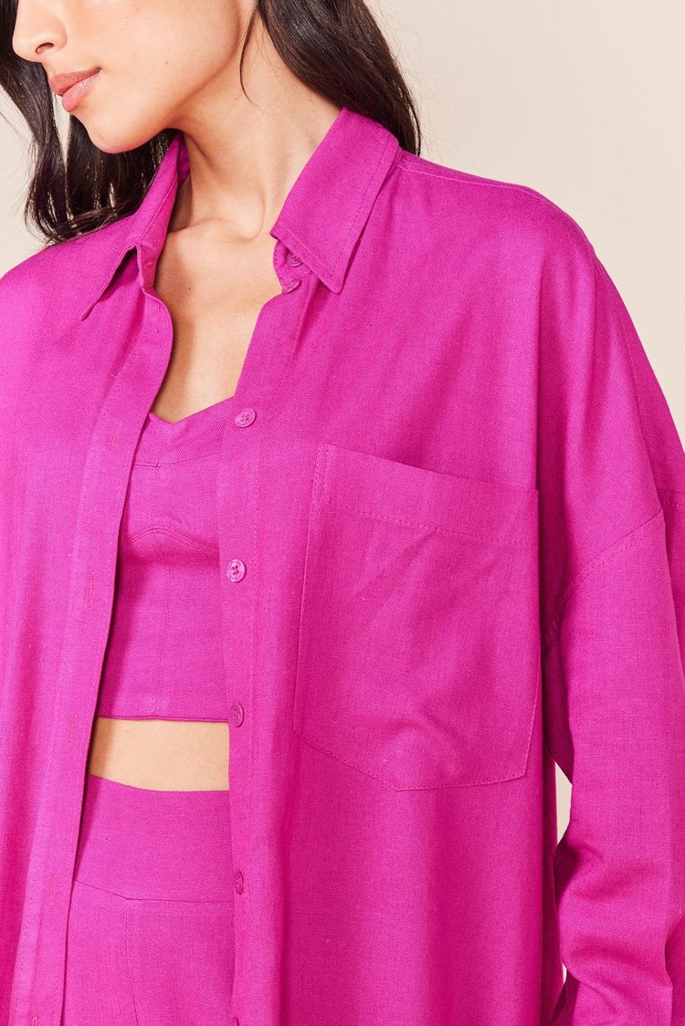 CAMISAO AMPLO LINHO -AMETISTA P - AMETISTA - 242189