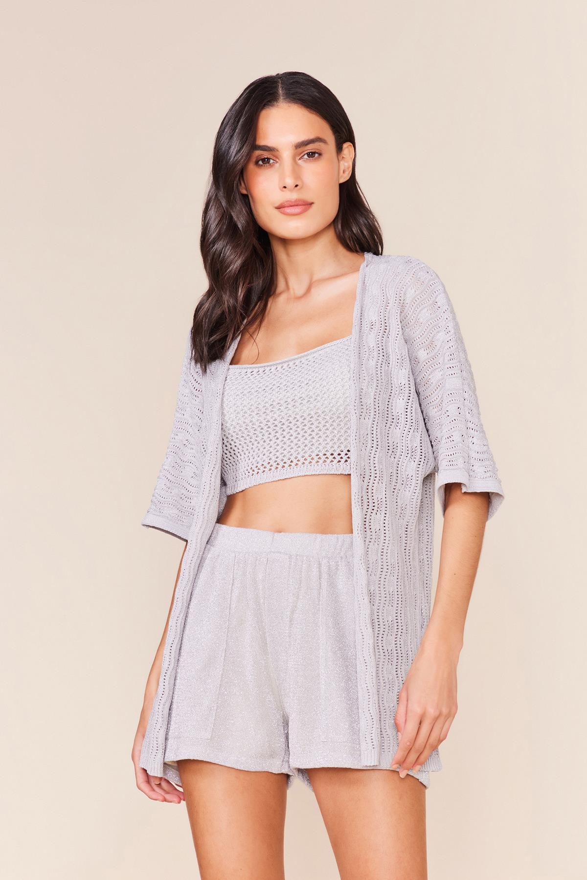 SHORT TRICOT LUREX - PRATA M - PRATA - 242983