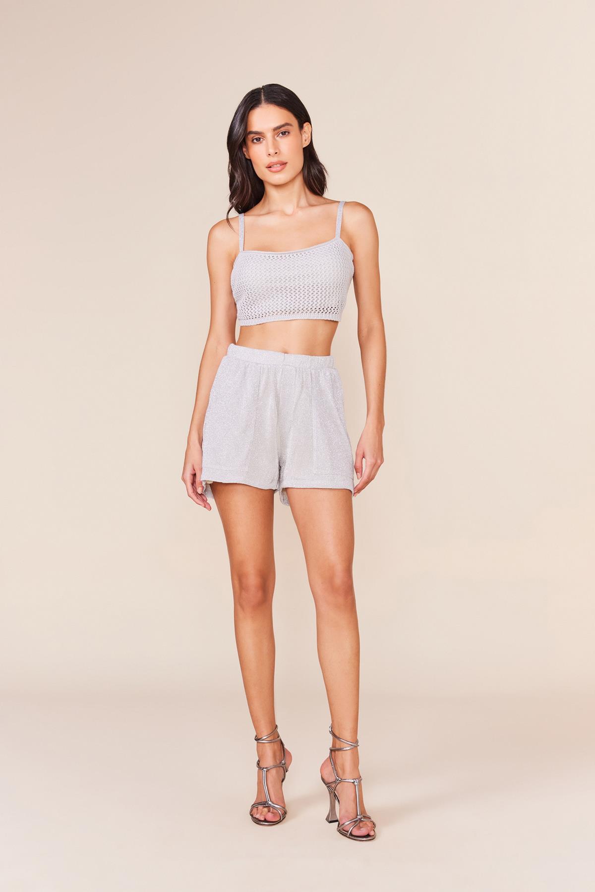 SHORT TRICOT LUREX - PRATA M - PRATA - 242987