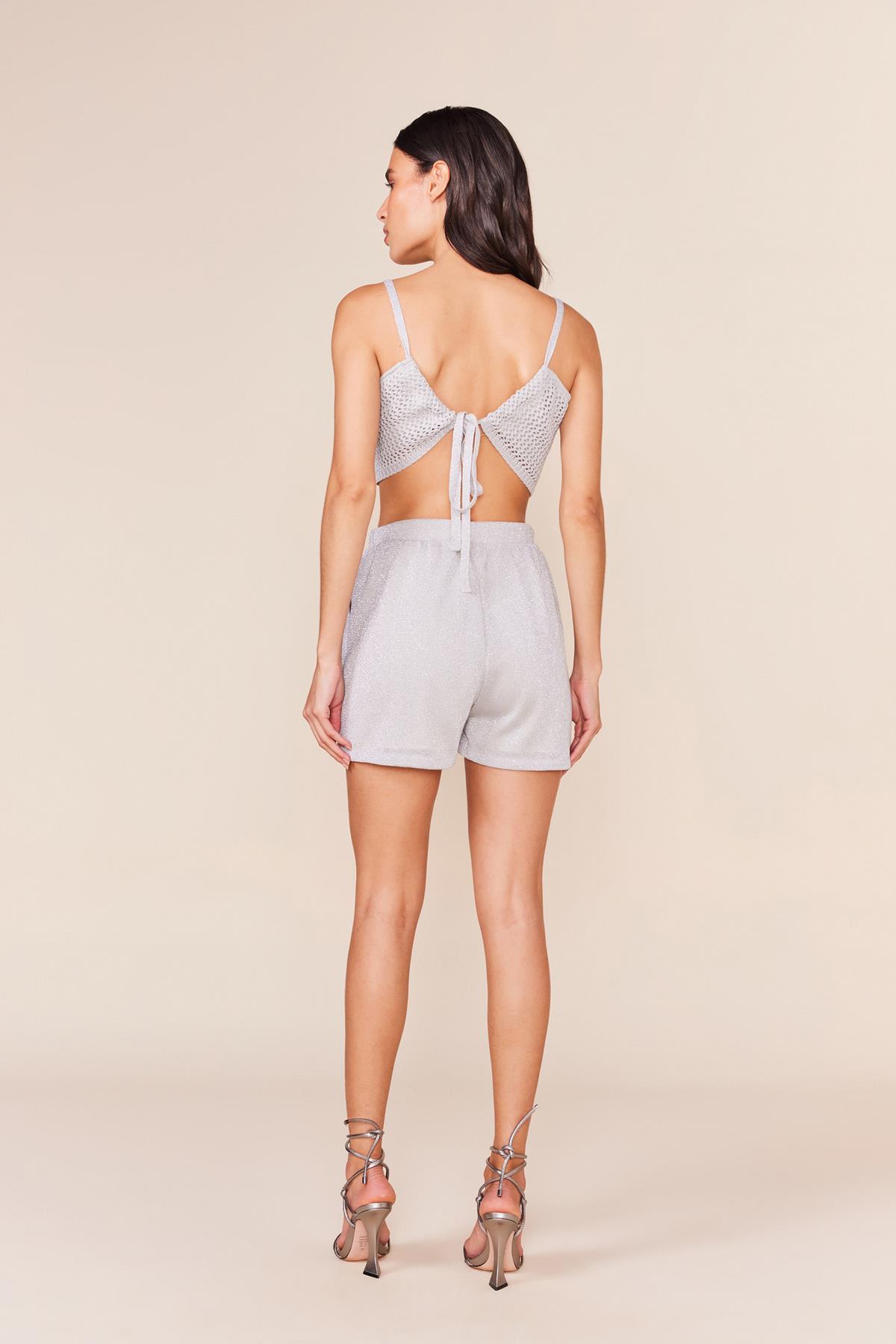 SHORT TRICOT LUREX - PRATA M - PRATA - 242991