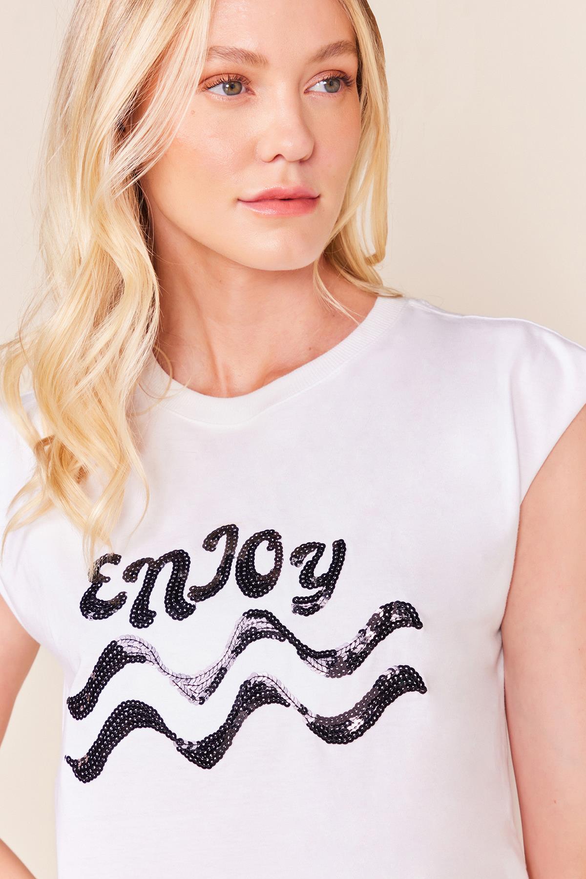 T-SHIRT BORDADO ENJOY -BRANCO G - BRANCO - 243091