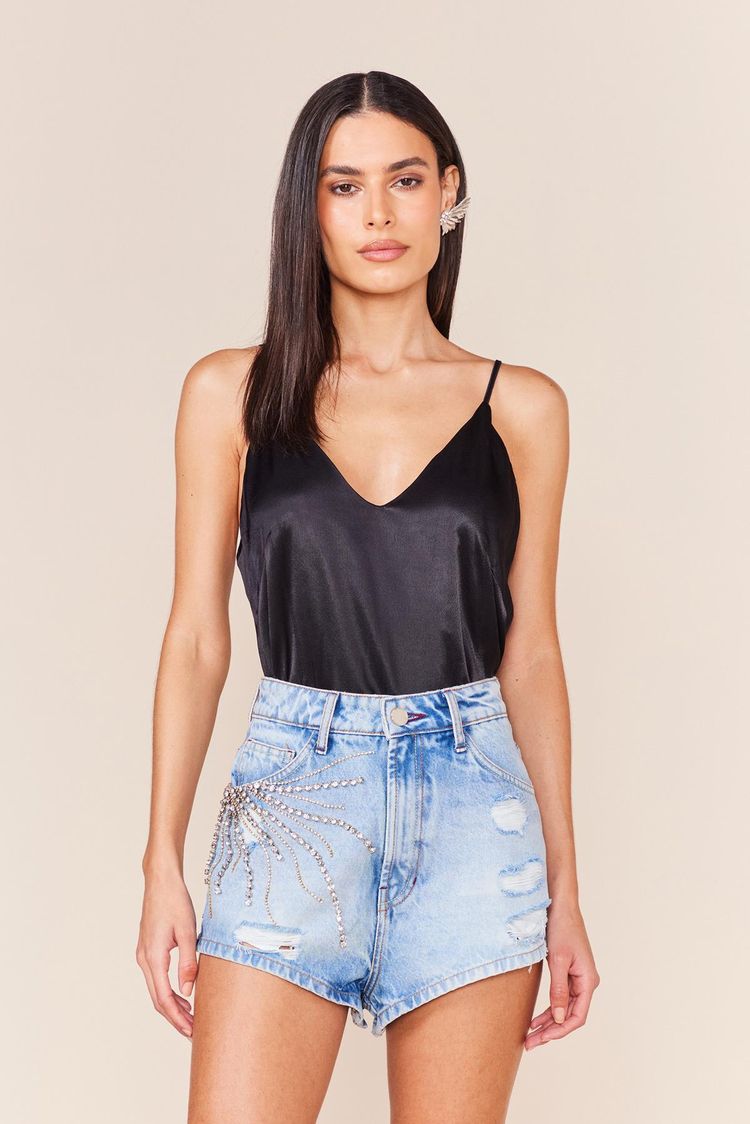 SHORT JEANS LATERAL BORDADA -JEANS 36 - JEANS - 243174