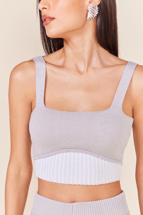 CROPPED BICOLOR FIO LUREX TRICOT -PRATA