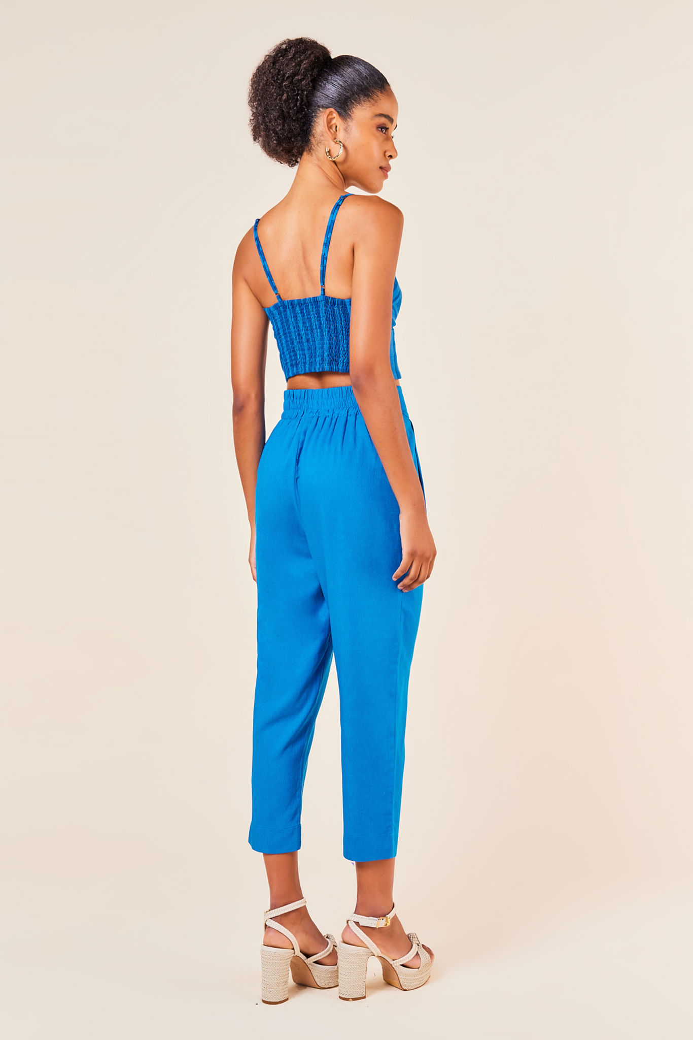 TOP CROPPED LINHO COM RECORTE LUREX -COBALTO P - COBALTO - 243821