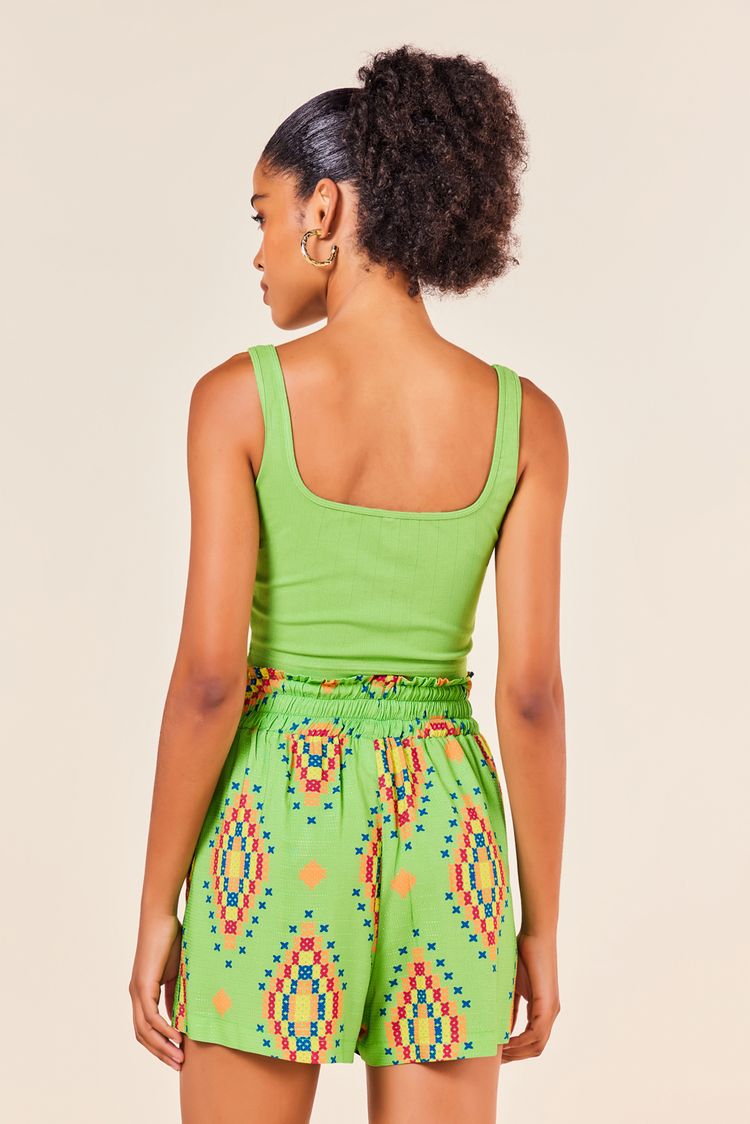 Short Cós Largo Estamapa Ponto Cruz M - EST PONTO CRUZ JADE - 243832