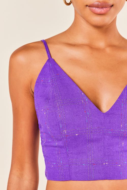 TOP CROPPED XADREZ MULTICOLORIDO -ULTRA VIOLETA