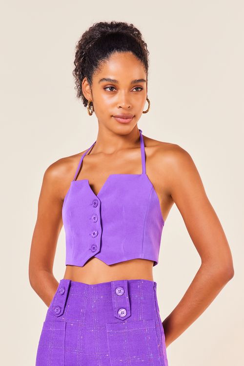 CROPPED TIPO COLETE COM 3 BOTOES -ULTRA VIOLETA