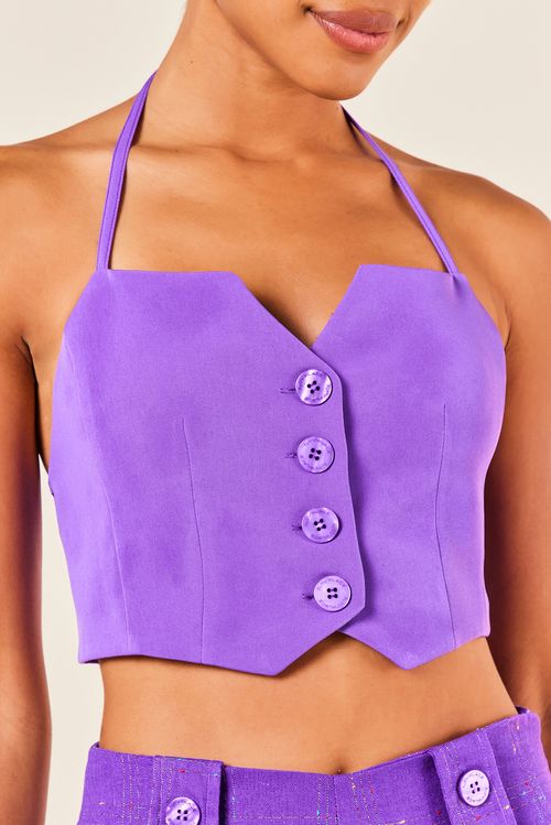 CROPPED TIPO COLETE COM 3 BOTOES -ULTRA VIOLETA