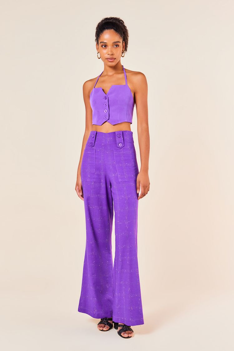 CALCA LINHO XADREZ MULTICOLORIDO -ULTRA VIOLETA P - ULTRA VIOLETA - 244854