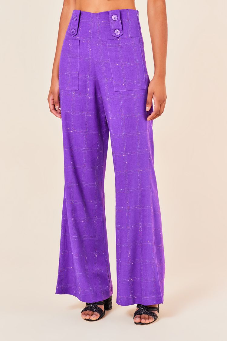 CALCA LINHO XADREZ MULTICOLORIDO -ULTRA VIOLETA P - ULTRA VIOLETA - 244864