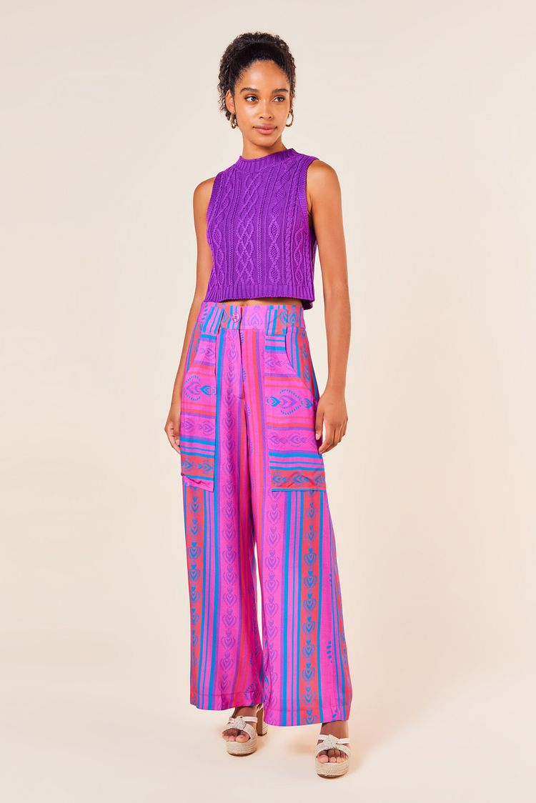 CROPPED PONTOS TRANCADOS -ULTRA VIOLETA P - ULTRA VIOLETA - 245232