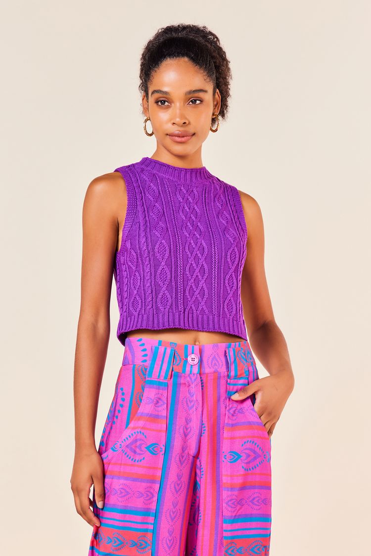 CROPPED PONTOS TRANCADOS -ULTRA VIOLETA P - ULTRA VIOLETA - 245236