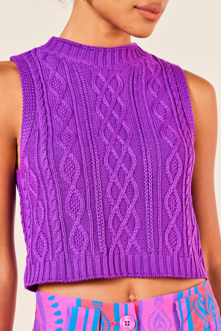 CROPPED PONTOS TRANCADOS -ULTRA VIOLETA P - ULTRA VIOLETA - 245244