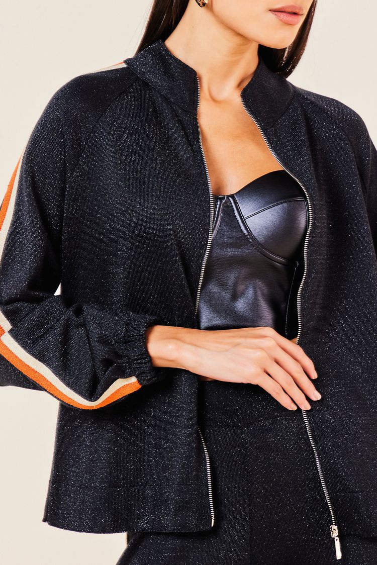 JAQUETA TRICOT LUREX -PRETO M - PRETO - 245333