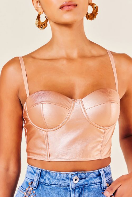 TOP CORSET COURO -COBRE