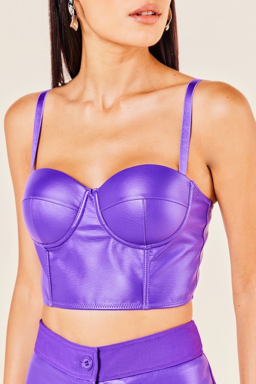 TOP CORSET COURO -ULTRA VIOLETA