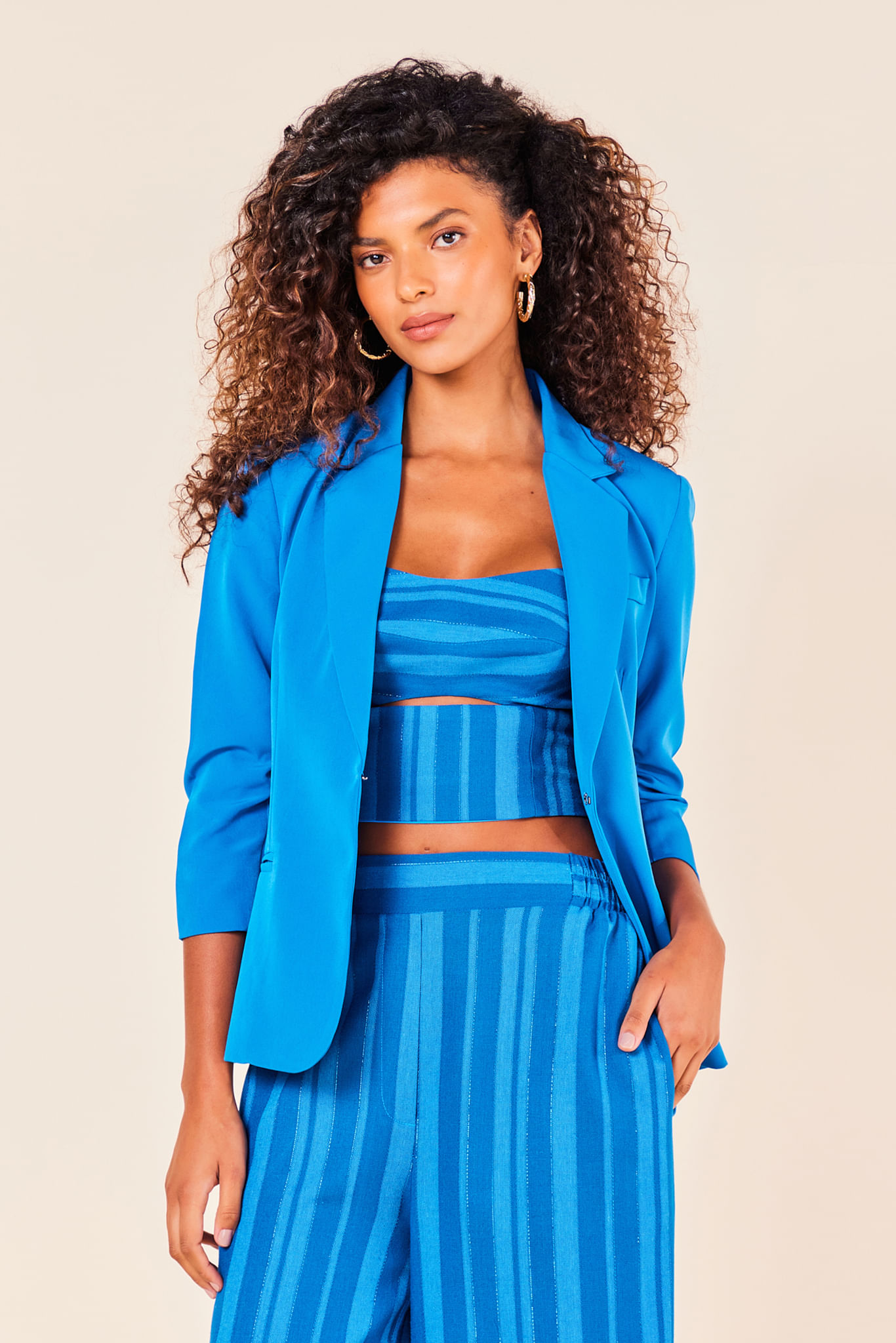 TOP CROPPED LINHO COM RECORTE LUREX -COBALTO P - COBALTO - 246314