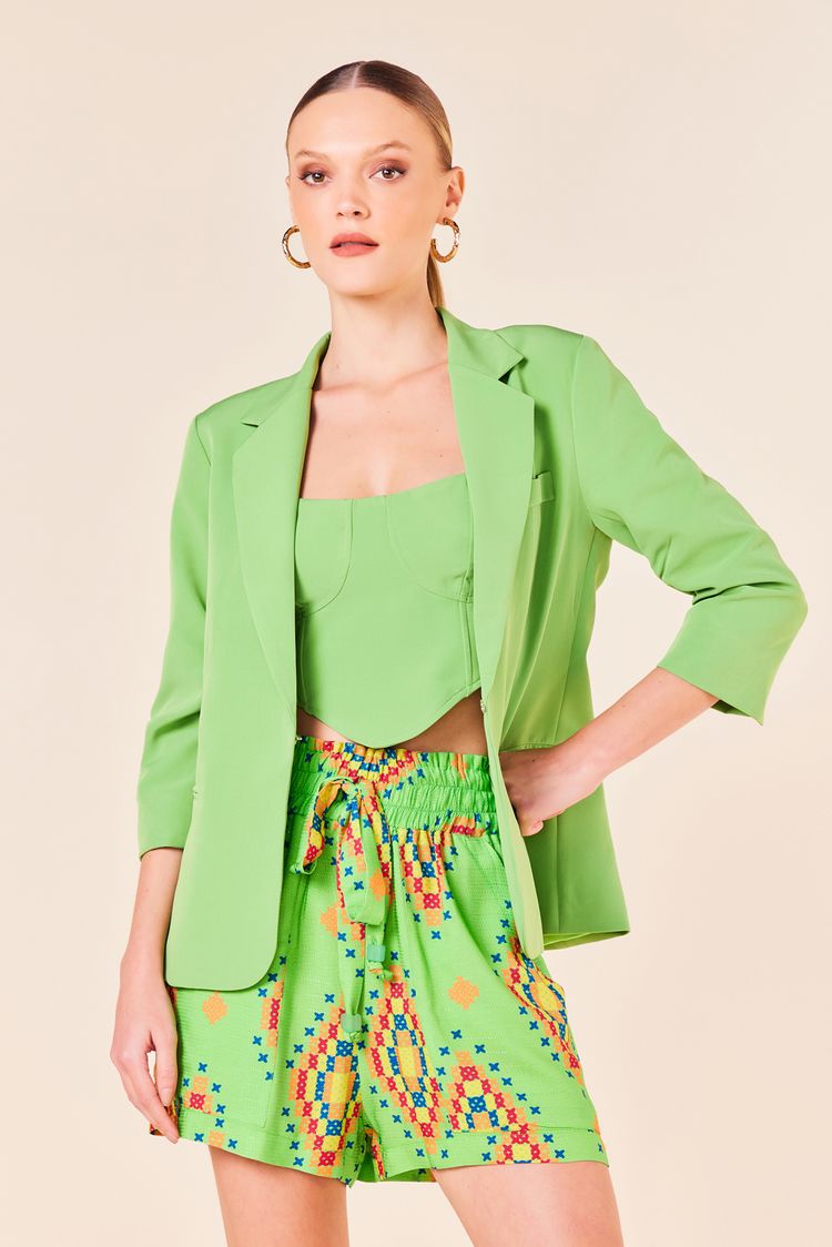 Short Cós Largo Estamapa Ponto Cruz M - EST PONTO CRUZ JADE - 246330