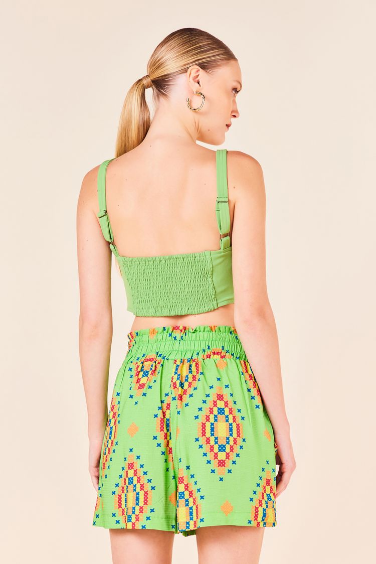 Short Cós Largo Estamapa Ponto Cruz M - EST PONTO CRUZ JADE - 246335