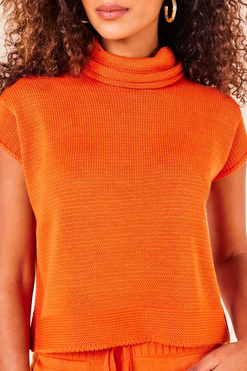 BLUSA TRICOT COM GOLA ALTA -TOPAZIO