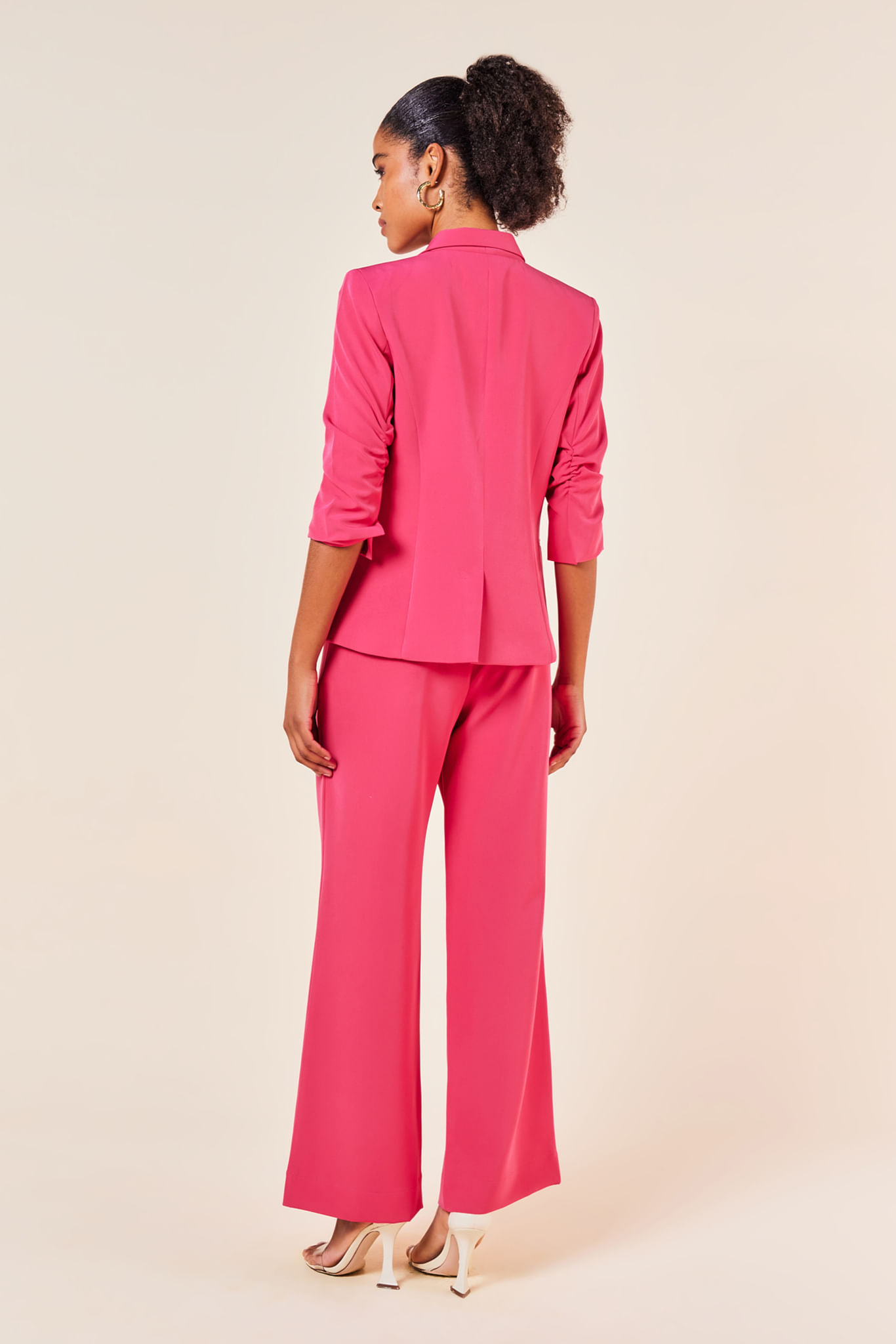Blazer Básico com Manga 3/4-MAGENTA GG - MAGENTA - 248459