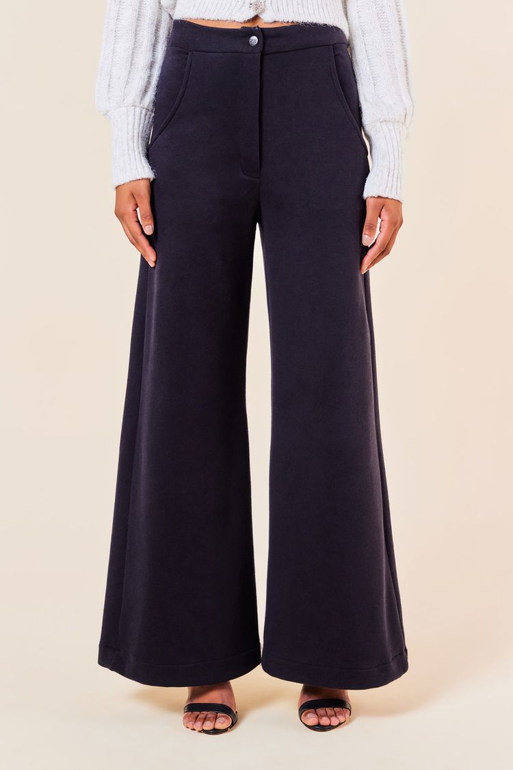 CALCA AMPLA MOLETOM -PRETO P - PRETO - 249182