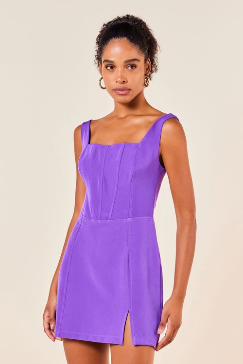 VESTIDO CURTO LONDON COM FENDA -ULTRA VIOLETA