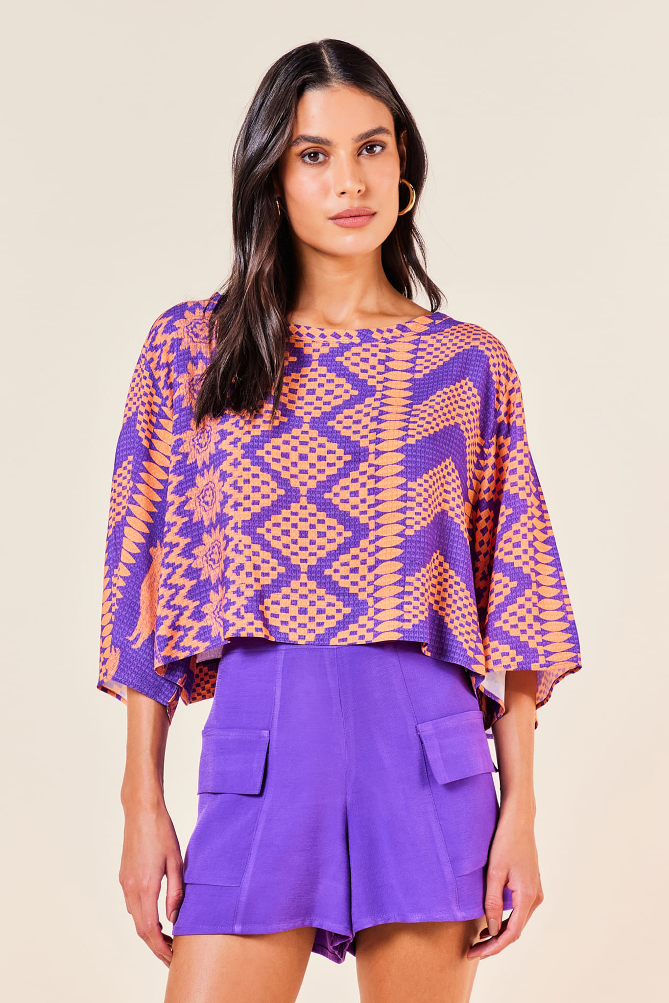 SHORT ALFAIATARIA COM TAMPINHA -ULTRA VIOLETA GG - ULTRA VIOLETA - 249563